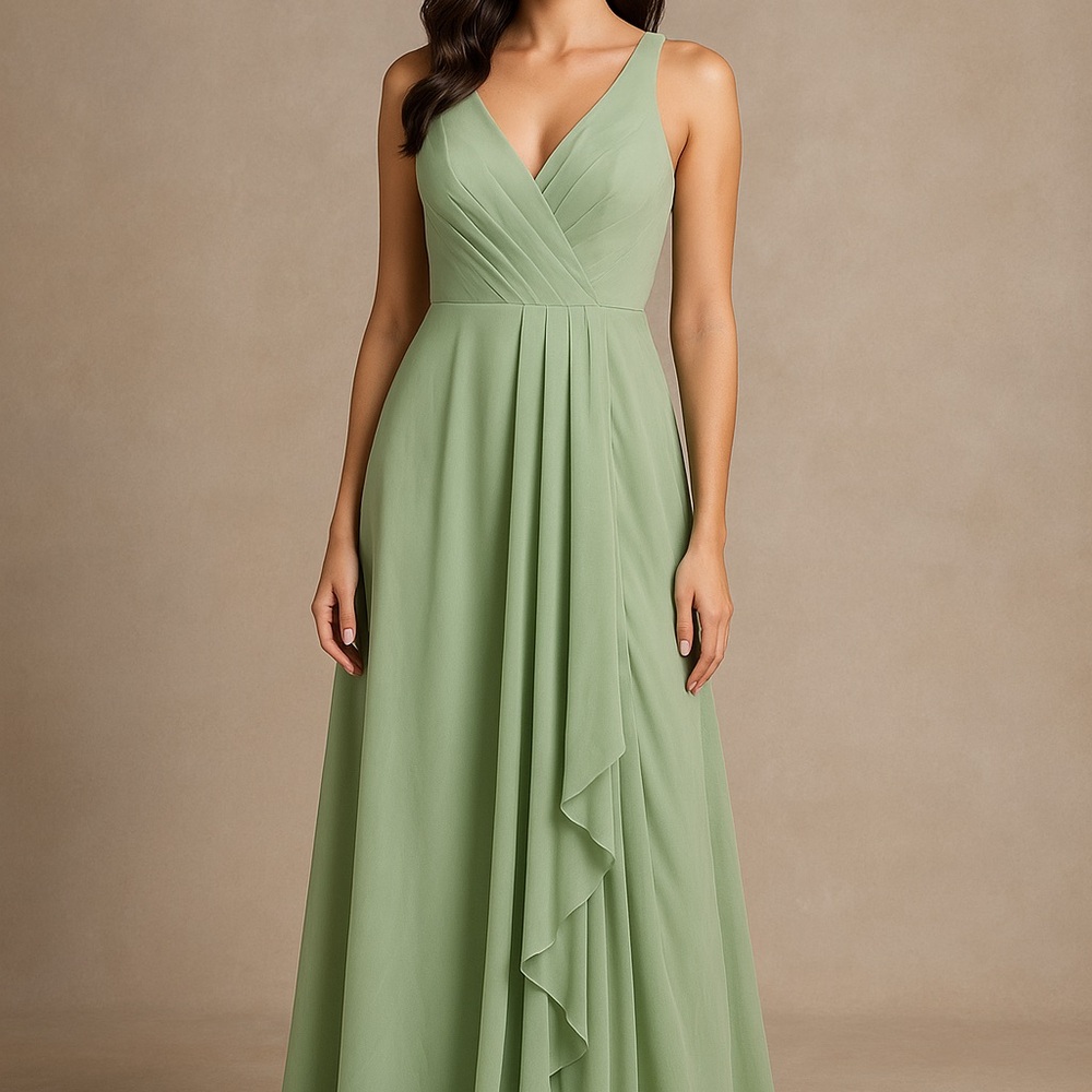 Sage (green) lace-up chiffon formal gown size 4